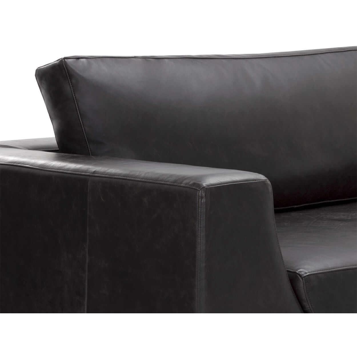 Anakin Light Oak / Tuscany Warm Black Leather Sofa